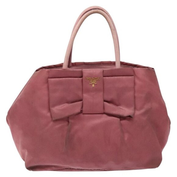 PRADA Hand Bag Nylon Pink Gold Auth - Picture 2 of 16